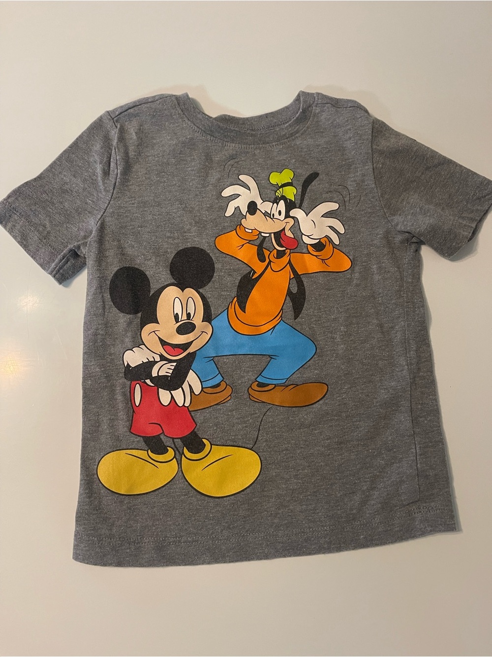 Old Navy Gray Mickey & Goofy Short Sleeve Tee with Colorful Graphic